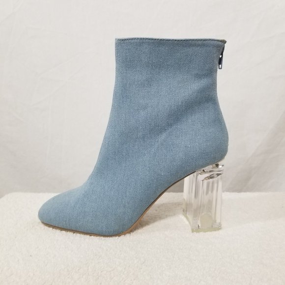 Forever 21 blue clear heal boots with zippers - Picture 3 of 10